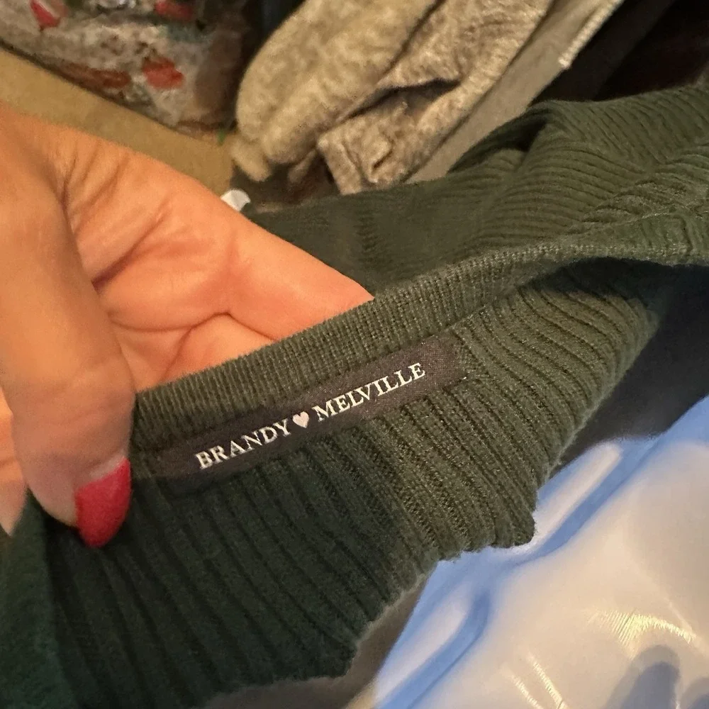 Brandy Melville Women's Flannel Button Down Size Small/‎ Medium Emerald Green - Picture 3 of 3